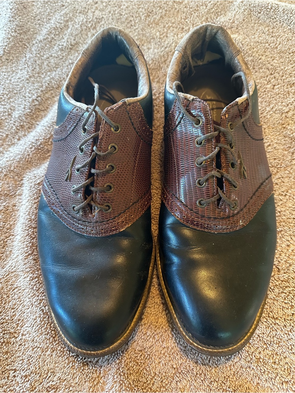 Reebok Black and Brown Men's Lace-Up Golf Oxfords